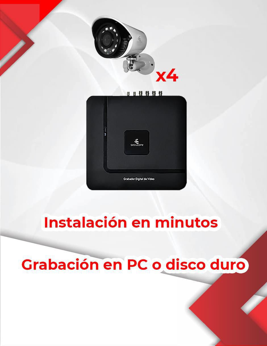 Kit 4 cámaras de seguridad alámbrica Full HD 90° con capacidad para grabar para interior y exterior Kit 4 cámaras de seguridad alámbrica Full HD 90° con capacidad para grabar para interior y exterior