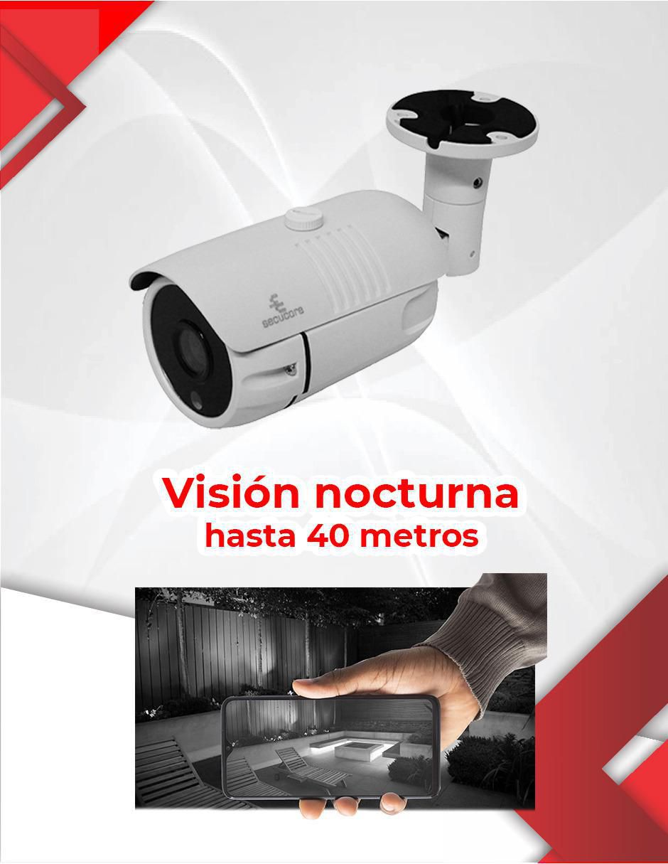 Cámara individual de seguridad Secucore inalámbrica 4K/UHD 90 para interior y exterior