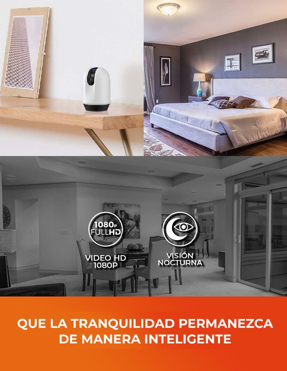 Cámara Wi-Fi de seguridad inalámbrica Full HD 360° con capacidad para grabar para interior 4