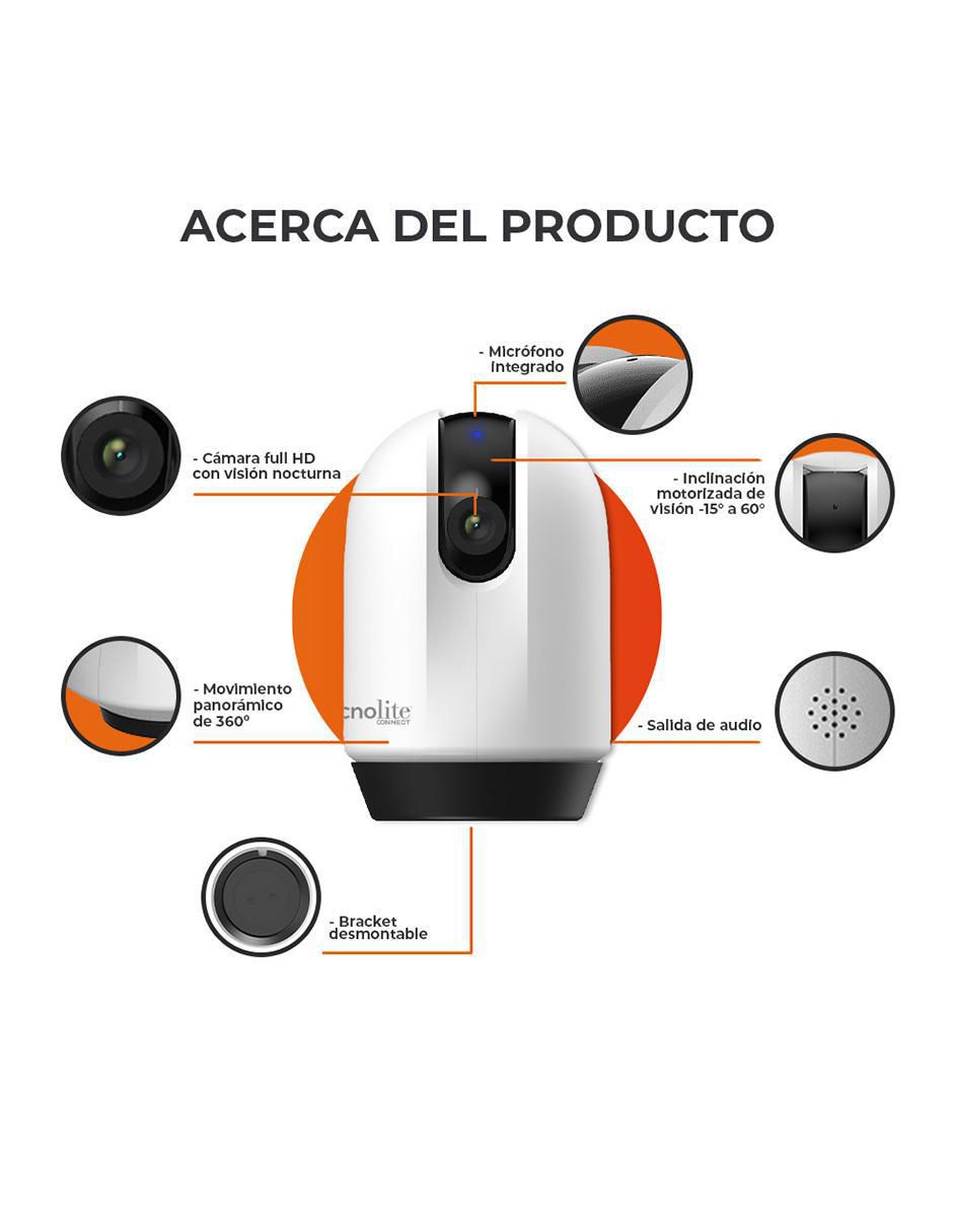 Cámara Wi-Fi de seguridad inalámbrica Full HD 360° con capacidad para grabar para interior