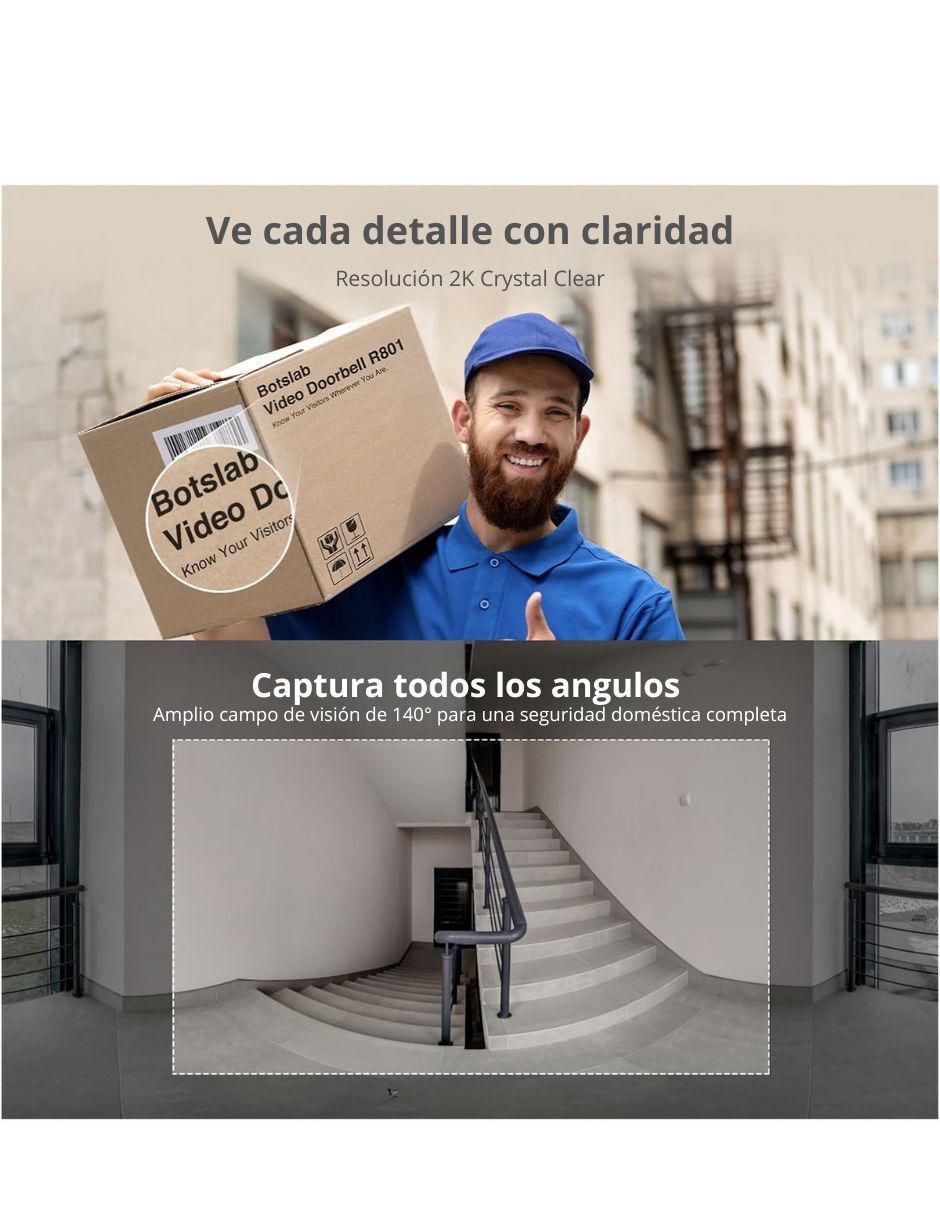 Cámara con timbre de seguridad 360 inalámbrica HD 120° a 170° con capacidad para grabar para exterior