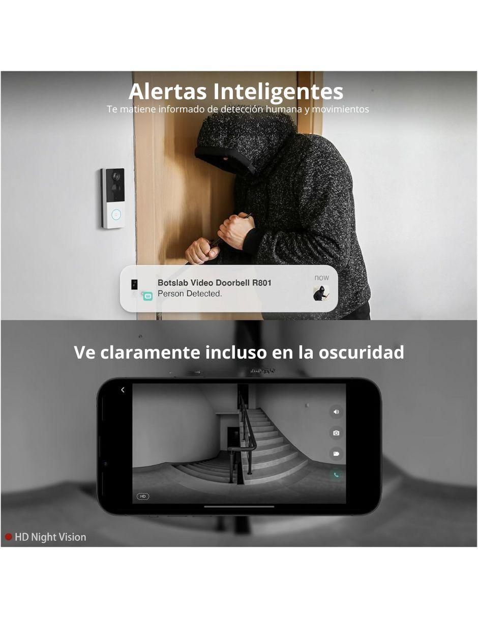 Cámara con timbre de seguridad inalámbrica HD 120° a 170° con capacidad para grabar para exterior