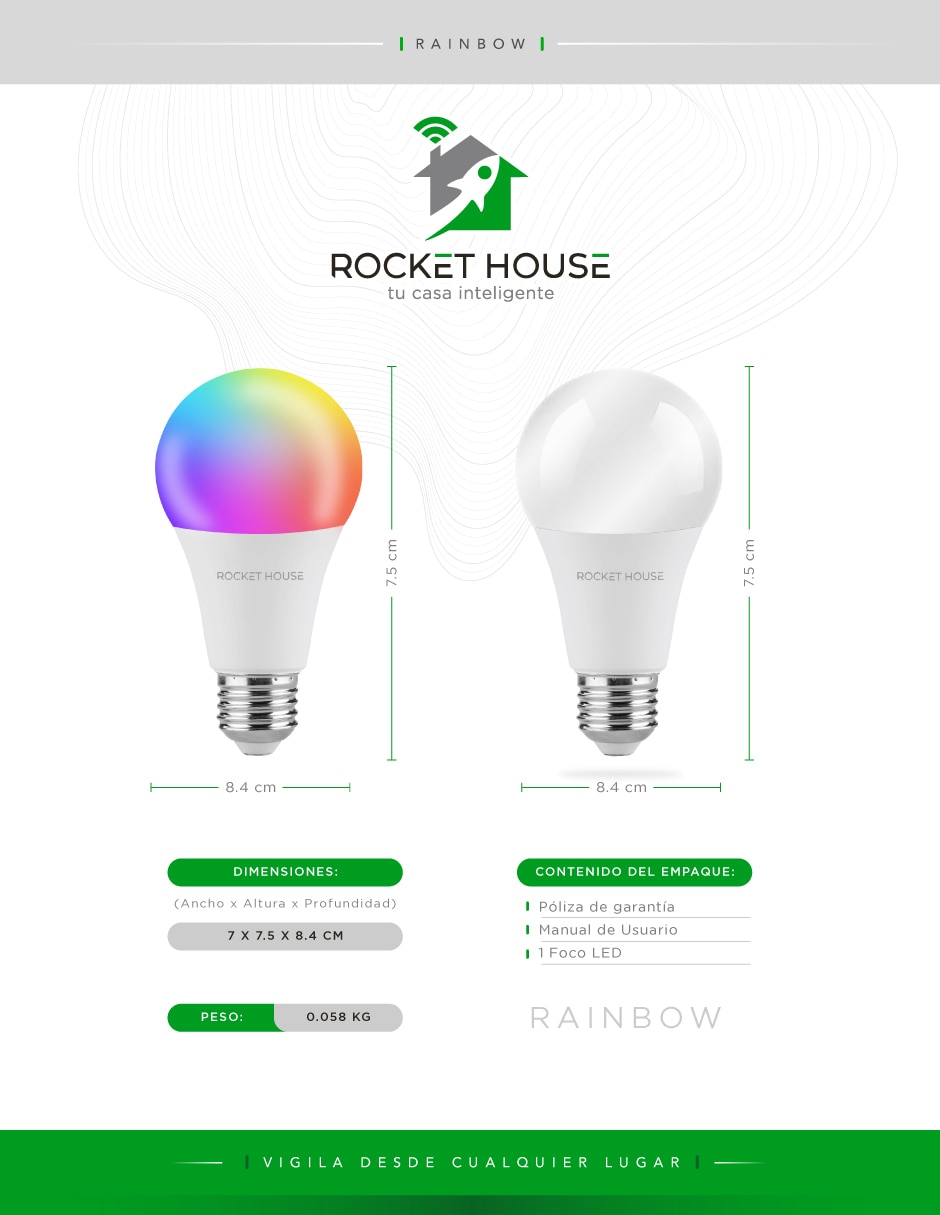 Set foco LED Rocket House 11 W de consumo 70 W de iluminación 1050 lúmenes