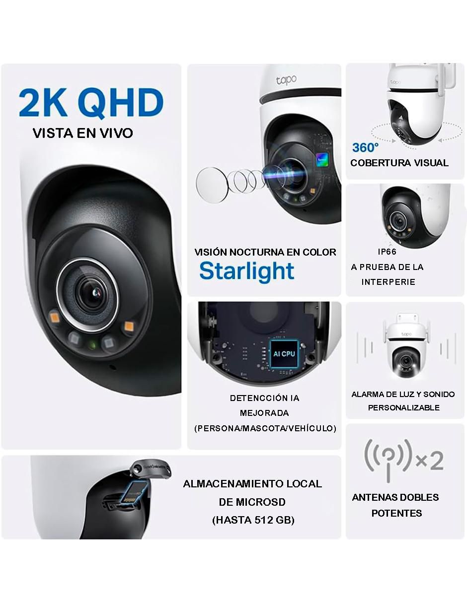 Cámara individual de seguridad inalámbrica Full HD 360° con capacidad para grabar para interior y exterior