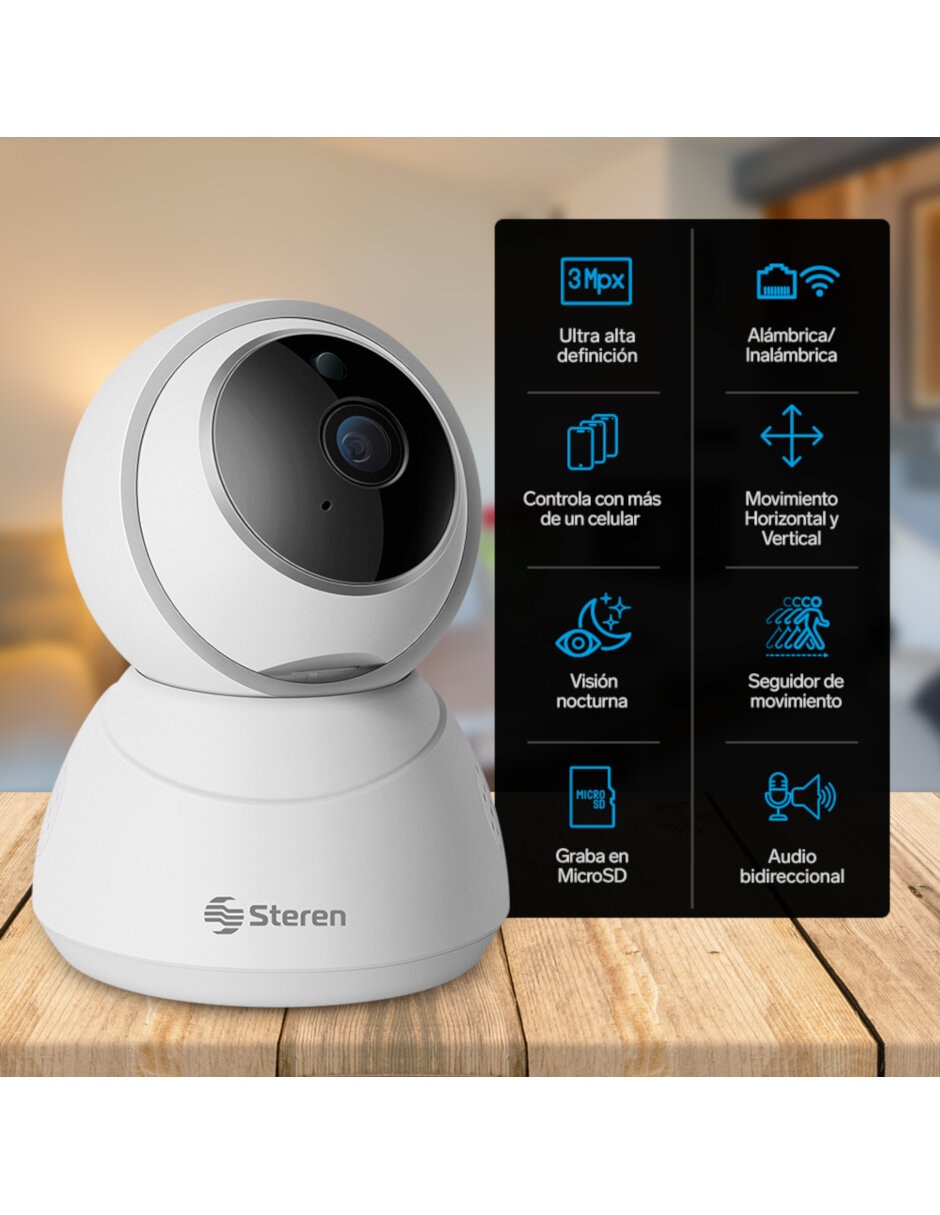 Cámara individual de seguridad Steren inalámbrica Full HD 360° con capacidad para grabar para interior