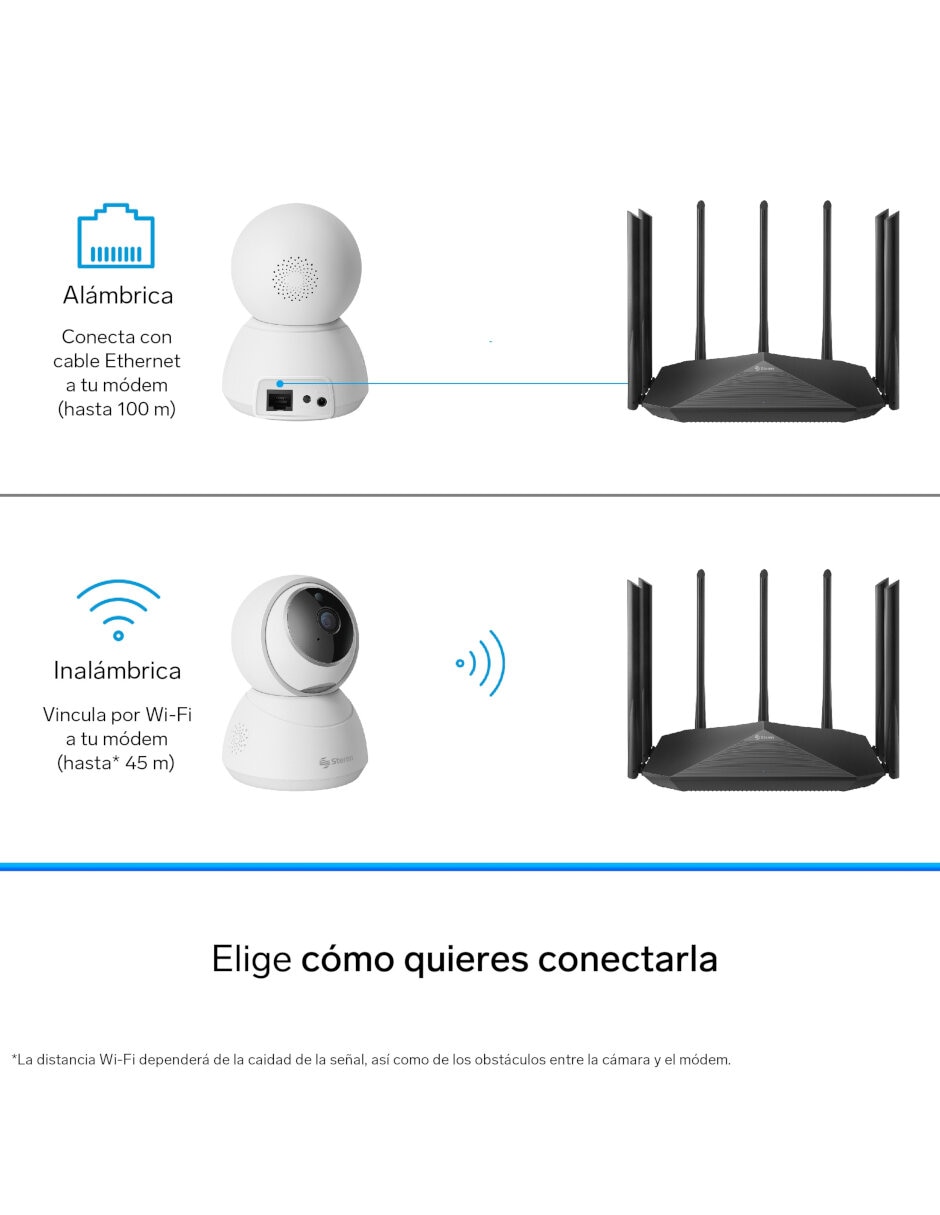 Cámara individual de seguridad Steren inalámbrica Full HD 360° con capacidad para grabar para interior