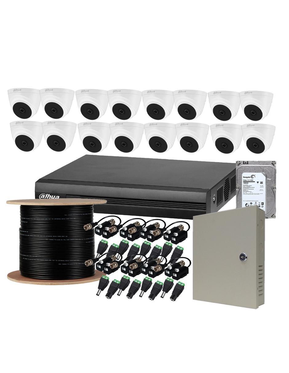 Kit 16 cámaras de seguridad alámbrica Full HD 104° con capacidad para grabar visión nocturna para interior y exterior
