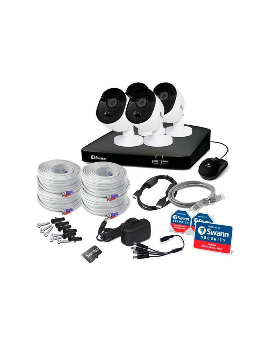 Kit 4 cámaras "de seguridad" swann "modelo" swann alámbrica full hd 90° sí visionnocturnava "para" exterior