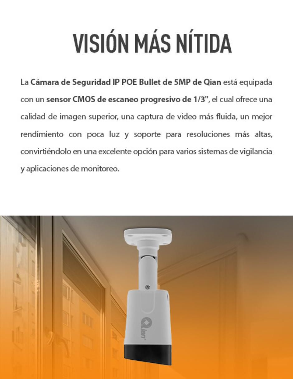 Cámara de seguridad alámbrica Full HD 47° a 100° con capacidad para grabar visión nocturna para interior y exterior 2