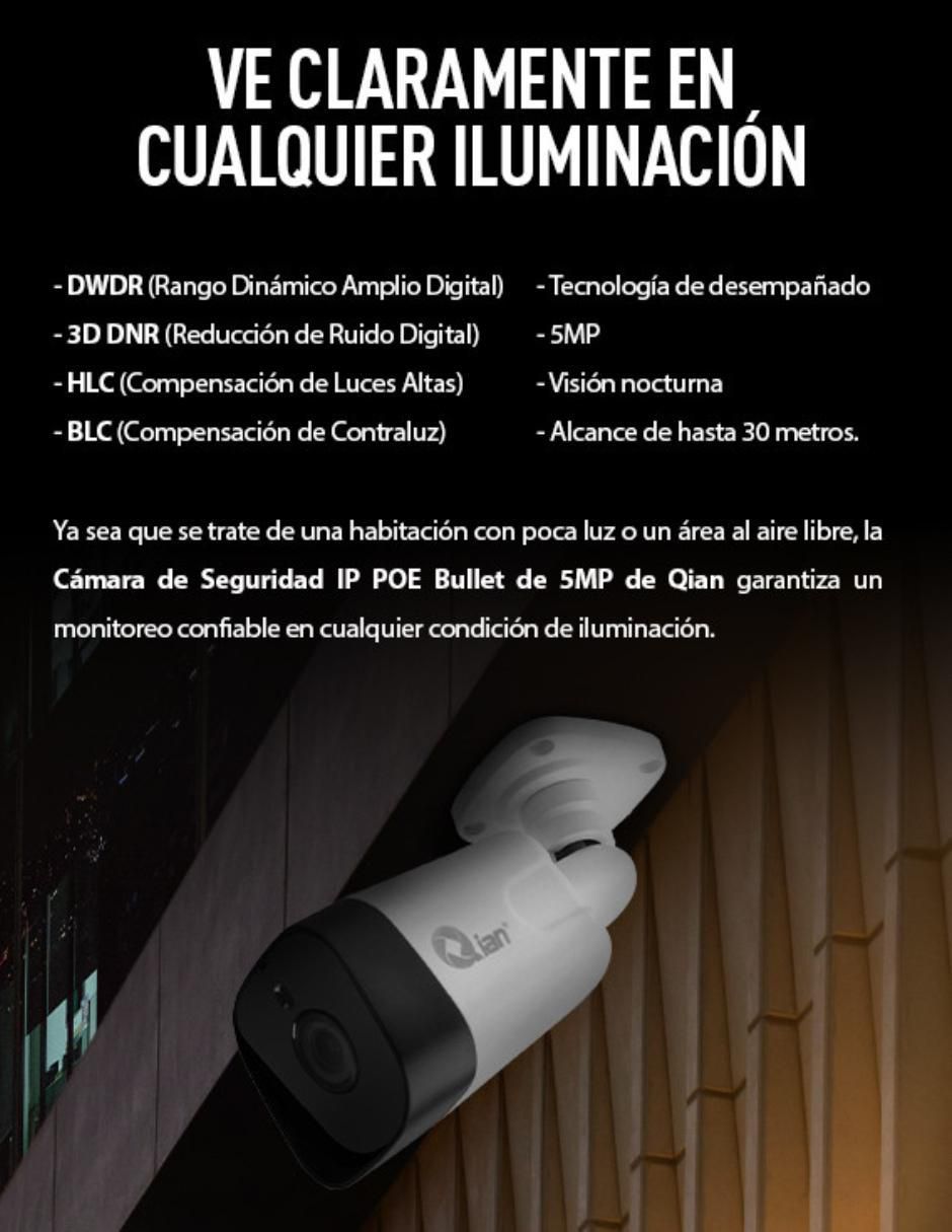 Cámara de seguridad alámbrica Full HD 47° a 100° con capacidad para grabar visión nocturna para interior y exterior 9