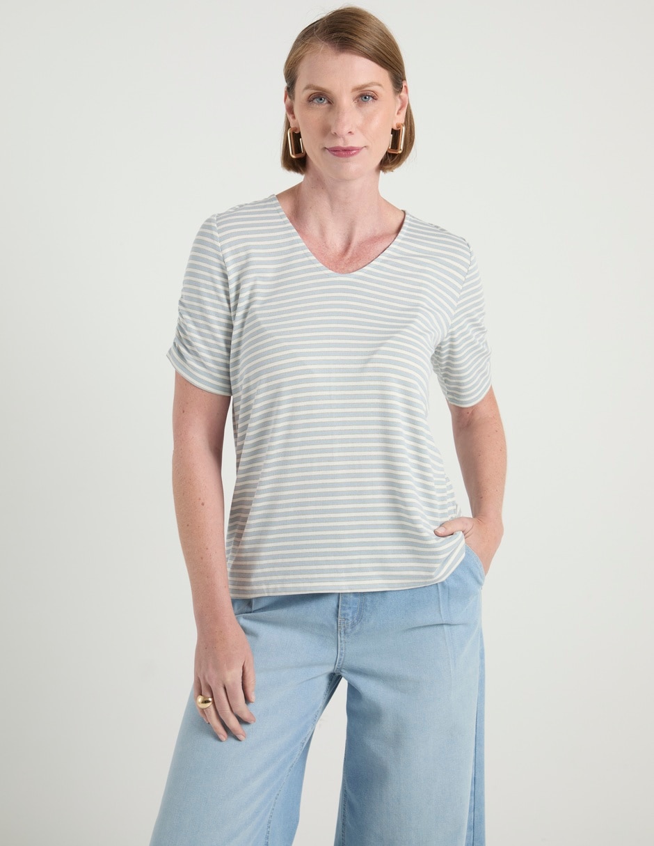 Playera manga corta cuello v mujer 1