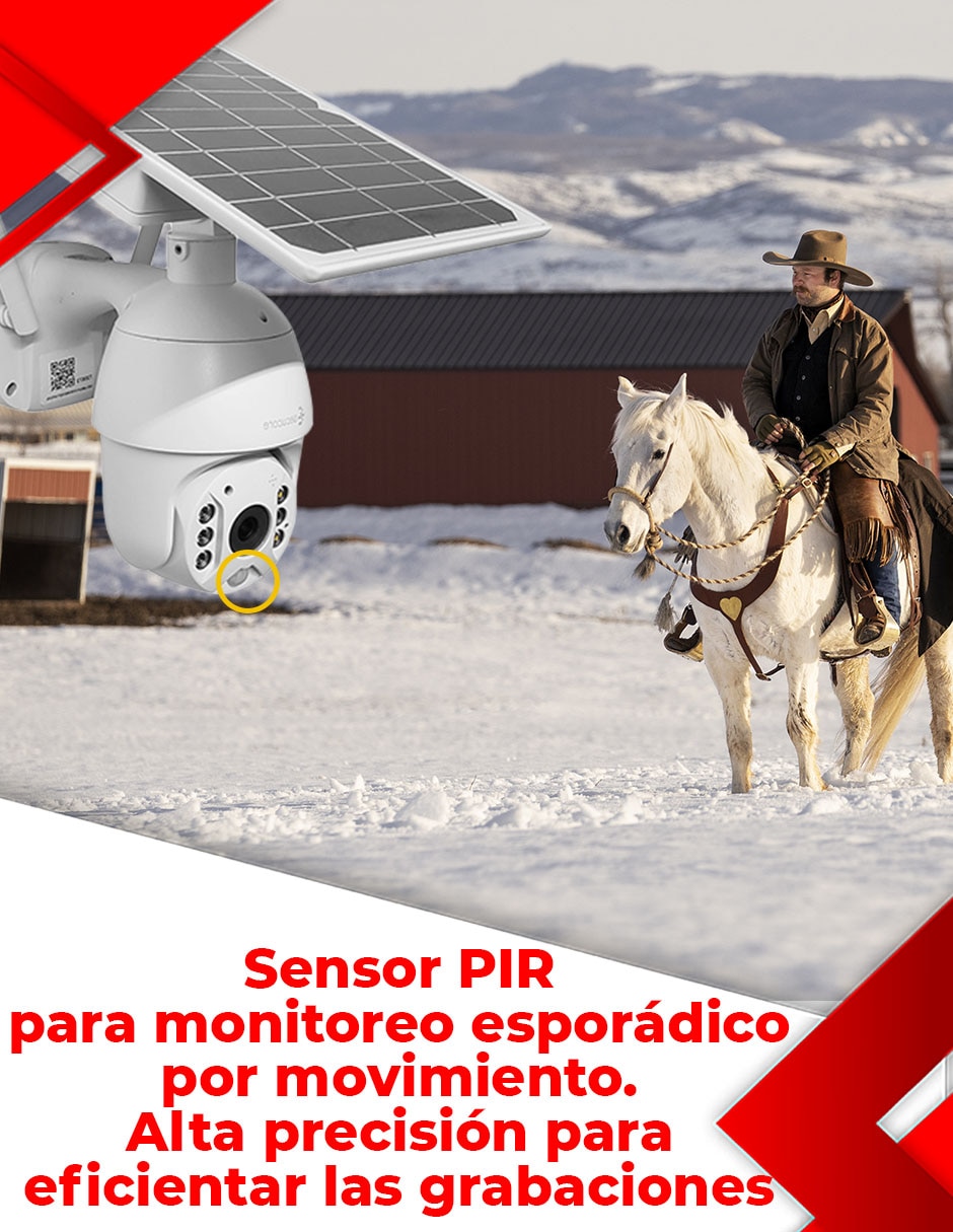 Cámara solar de seguridad inalámbrica Full HD 350° con capacidad para grabar visión nocturna para exterior