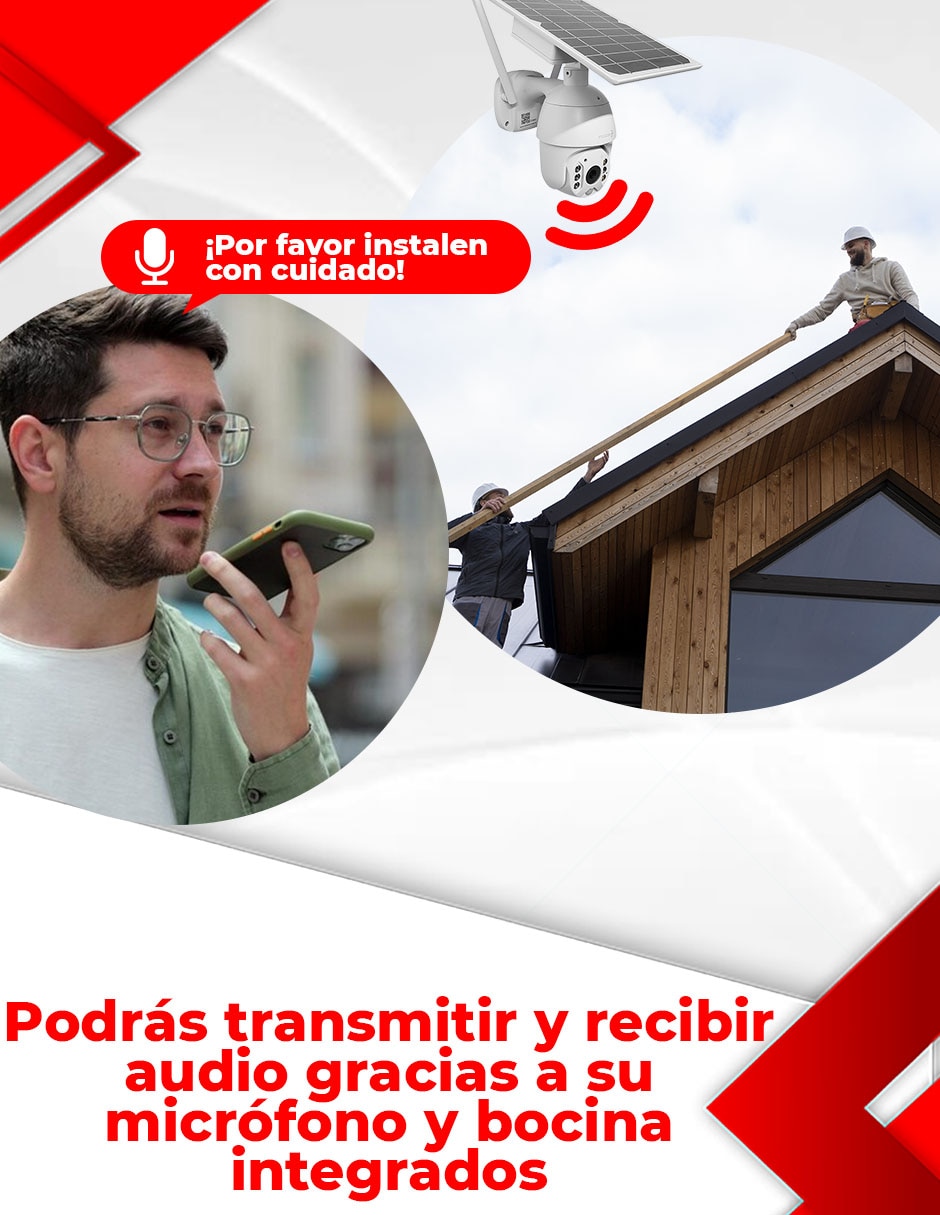 Cámara solar de seguridad inalámbrica Full HD 350° con capacidad para grabar visión nocturna para exterior 6
