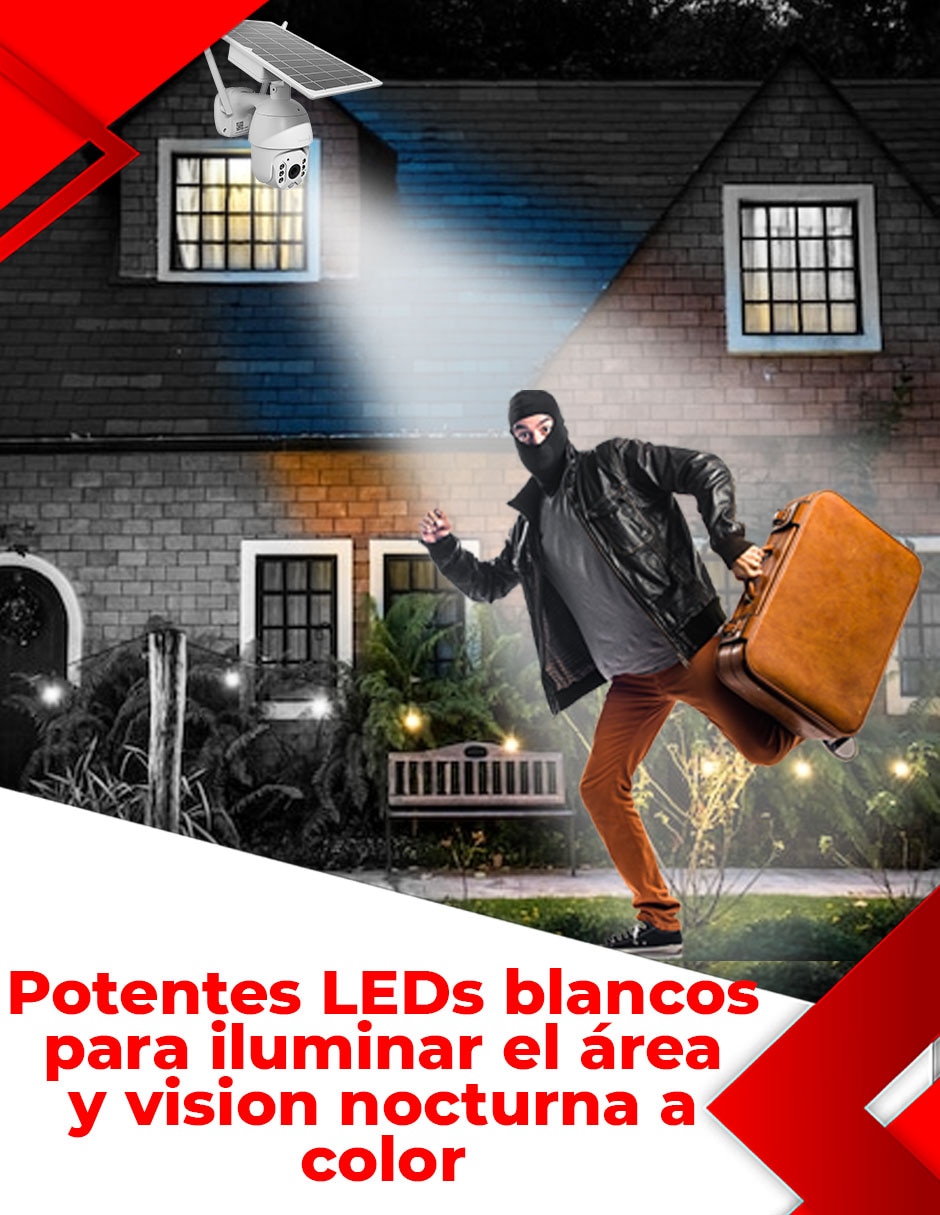 Cámara solar de seguridad inalámbrica Full HD 350° con capacidad para grabar visión nocturna para exterior 7