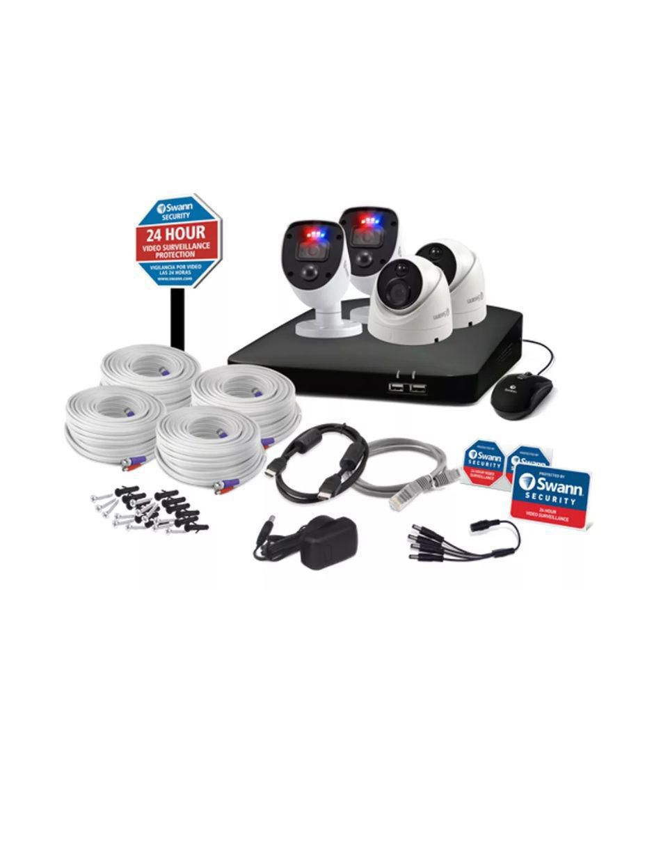 Kit 4 cámaras de seguridad Swann alámbrica Full HD 90° con capacidad para grabar visión nocturna para interior y exterior