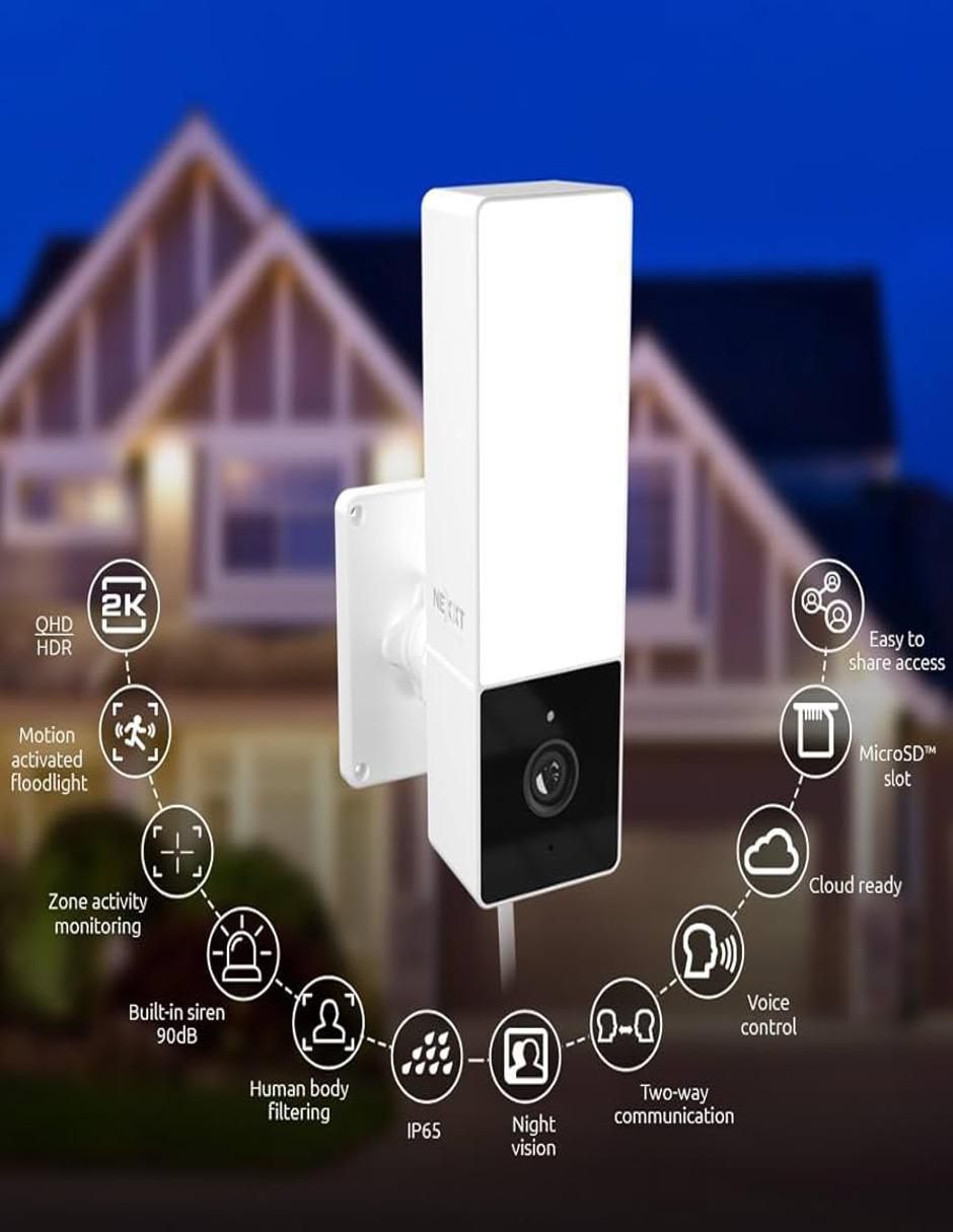 Cámara Wi-Fi de seguridad Nexxt Solutions inalámbrica 2K 110° con capacidad para grabar visión nocturna para exterior
