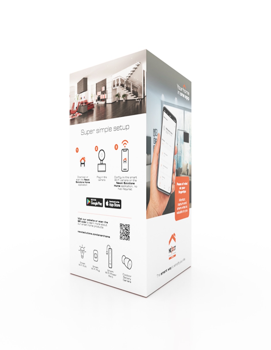 Cámara Wi-Fi de seguridad Nexxt Home inalámbrica 2K 350° con capacidad para grabar visión nocturna para interior