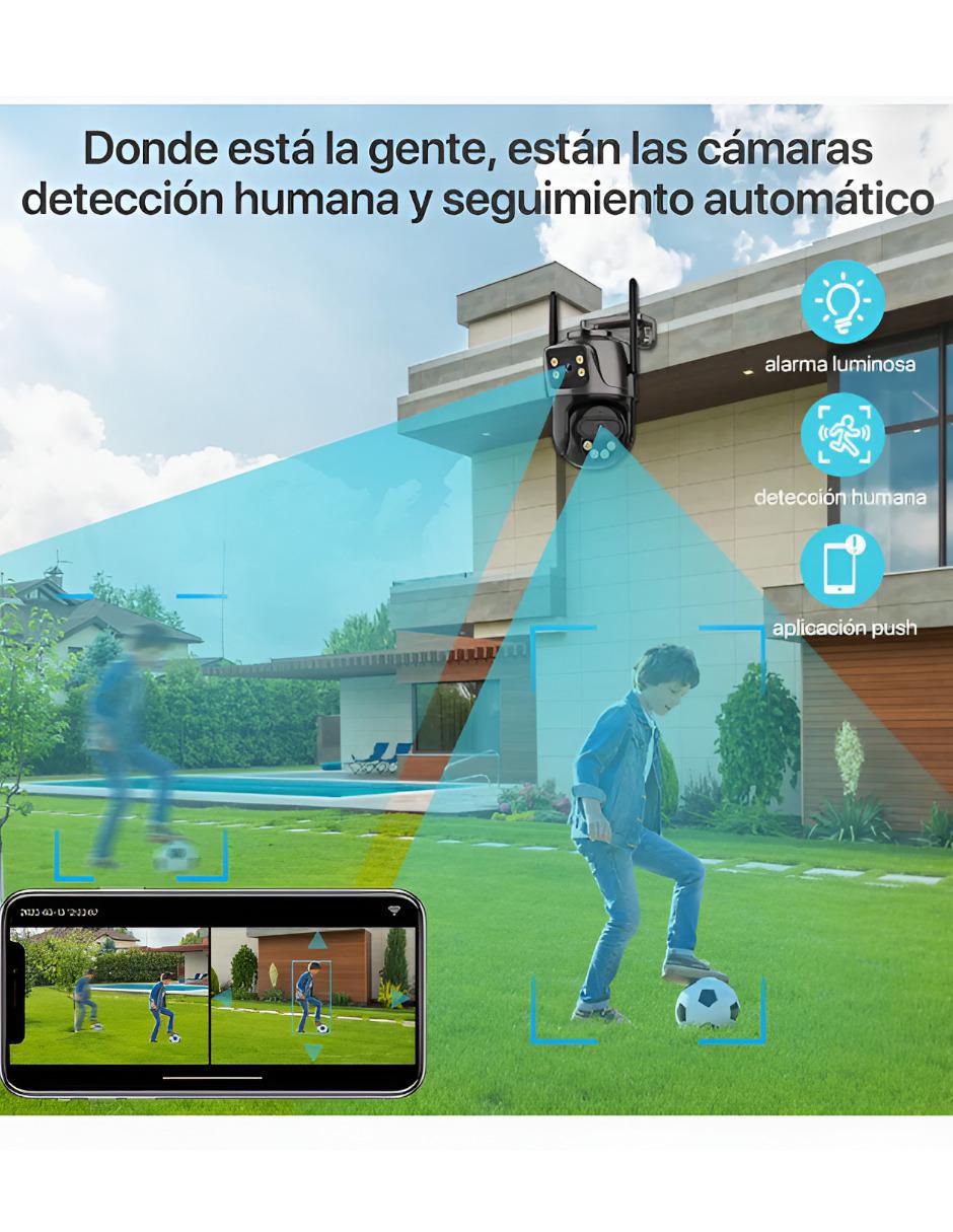 Cámara Wi-Fi de seguridad inalámbrica Full HD 350° con capacidad para grabar visión nocturna para exterior 2