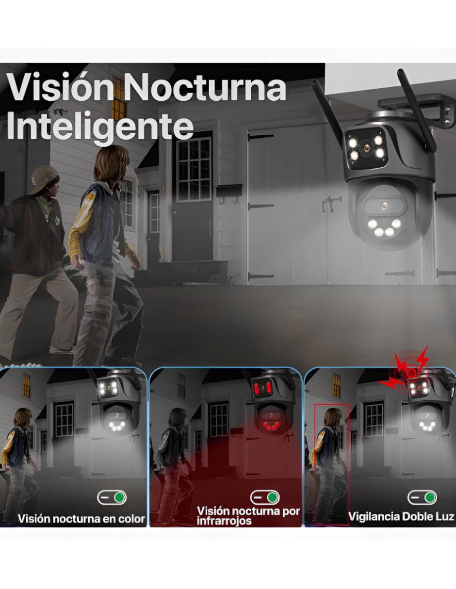 Cámara Wi-Fi de seguridad inalámbrica Full HD 350° con capacidad para grabar visión nocturna para exterior 4