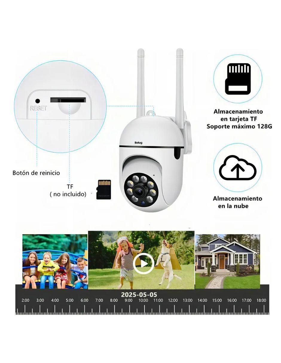 Kit 2 cámaras de seguridad Belug inalámbricas full HD 360° con visión nocturna con capacidad para grabar para interior y exterior