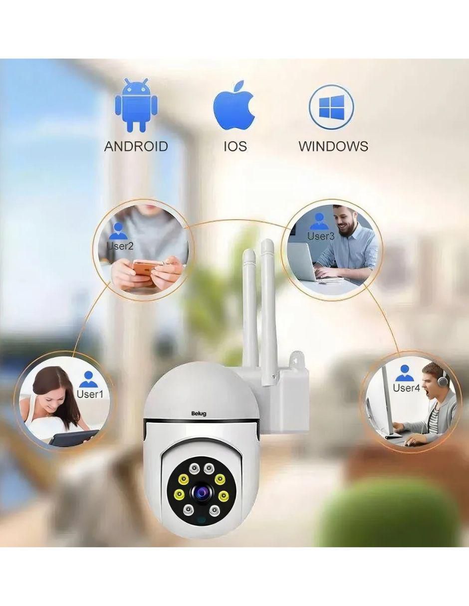 Kit 2 cámaras de seguridad Belug inalámbricas full HD 360° con visión nocturna con capacidad para grabar para interior y exterior