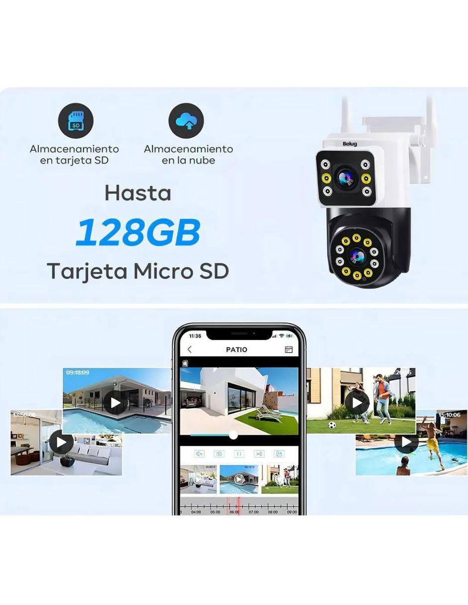 Cámara individual de seguridad con visión nocturna inalámbrica HD 90° con capacidad de grabar para exterior