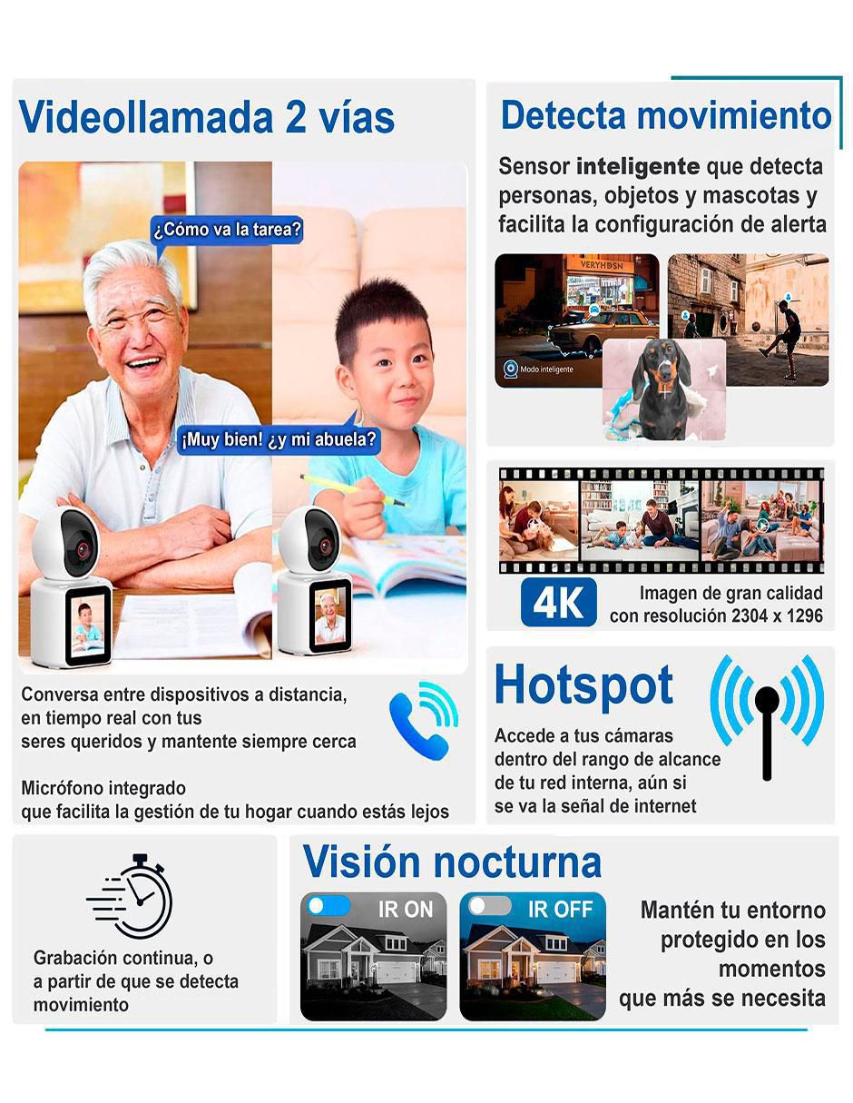 Cámara individual de seguridad modelo VS-W01 inalámbrica 4K/UHD 60 con visión nocturna para interior 4