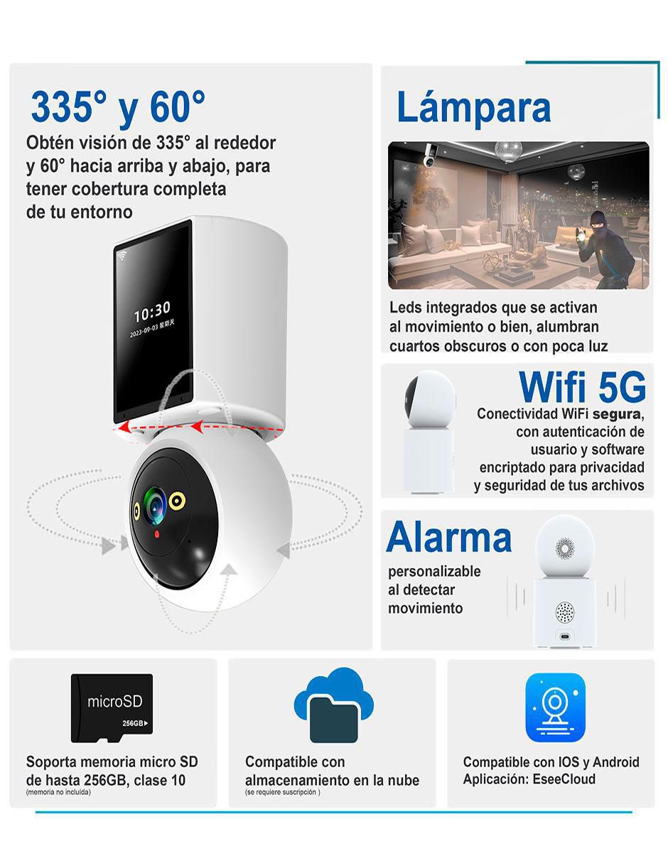 Cámara individual de seguridad modelo VS-W01 inalámbrica 4K/UHD 60 con visión nocturna para interior 3