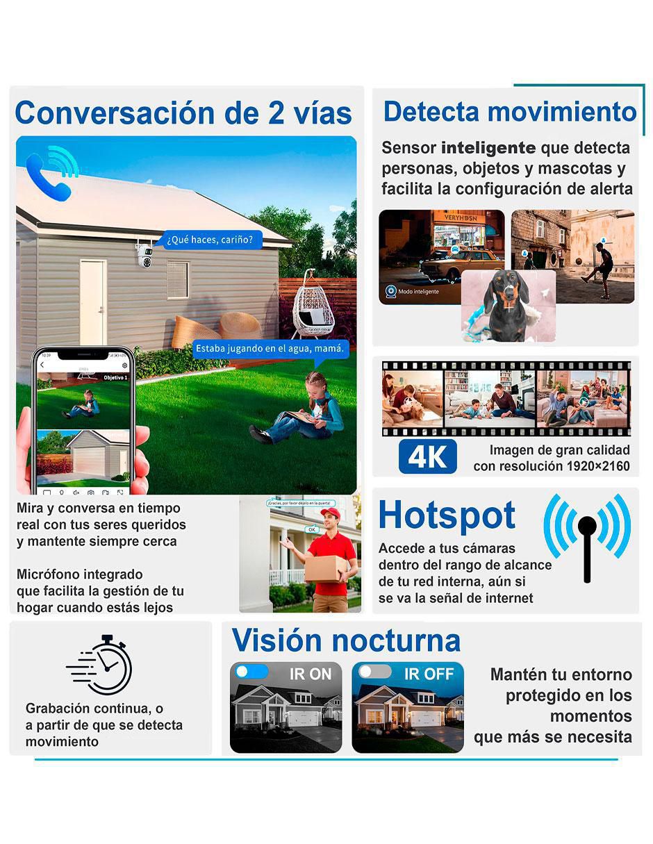 Cámara individual de seguridad modelo VS-W43 inalámbrica 4K/UHD 90° ​con capacidad de grabar y visión nocturna para interior y exterior 4