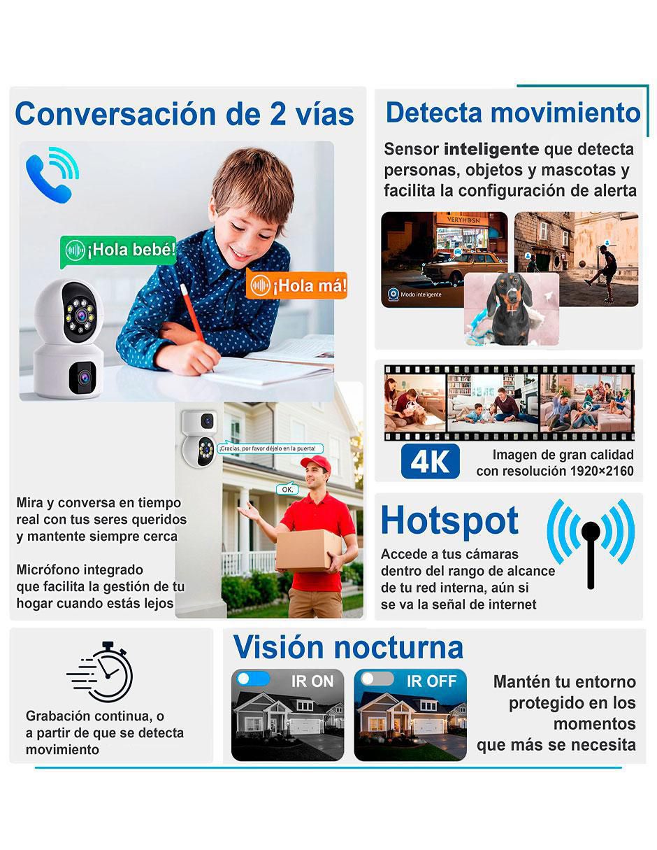 Cámara individual de seguridad modelo VS-W10 inalámbrica 4K/UHD 90° con capacidad de grabar y visión nocturna para interior 4