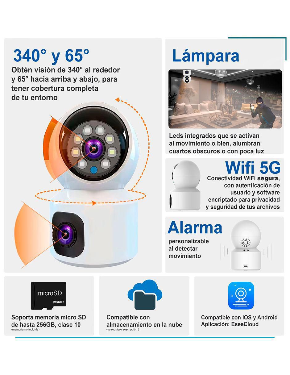 Cámara individual de seguridad modelo VS-W10 inalámbrica 4K/UHD 90° con capacidad de grabar y visión nocturna para interior 3
