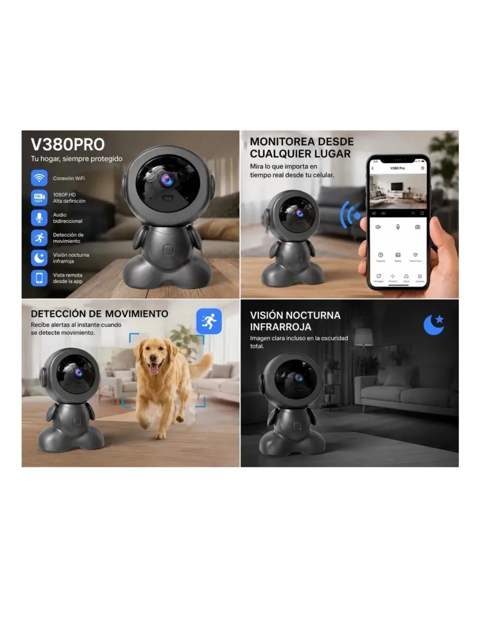 Cámara Wi-Fi de seguridad inalámbrica 4K/UHD 110° para interior y exterior