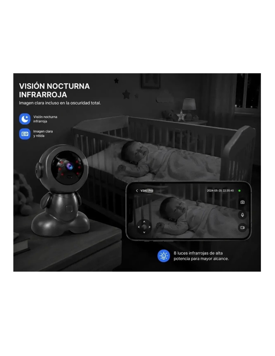 Cámara Wi-Fi de seguridad inalámbrica 4K/UHD 110° para interior y exterior