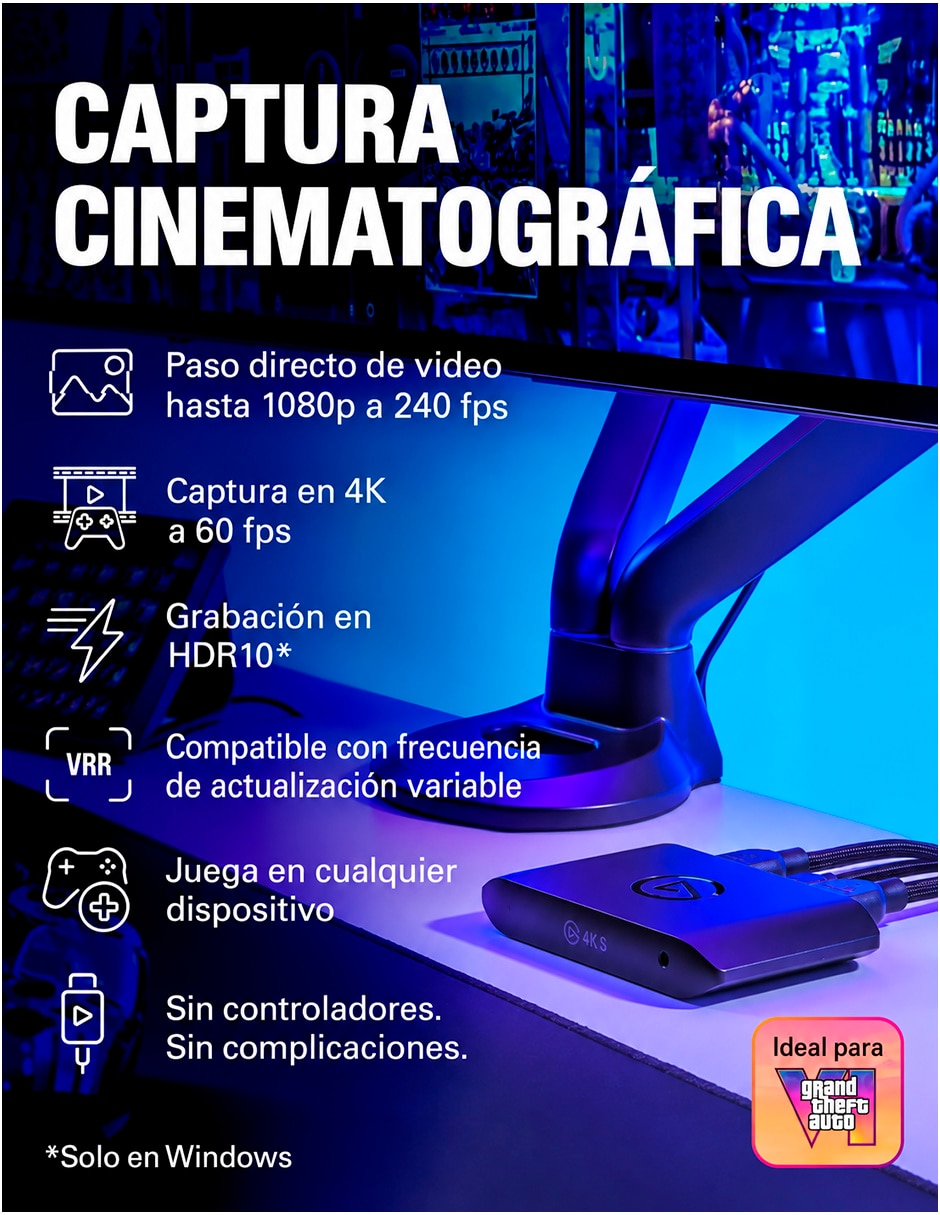Capturadora de video resolución de video 4K/UHD 3