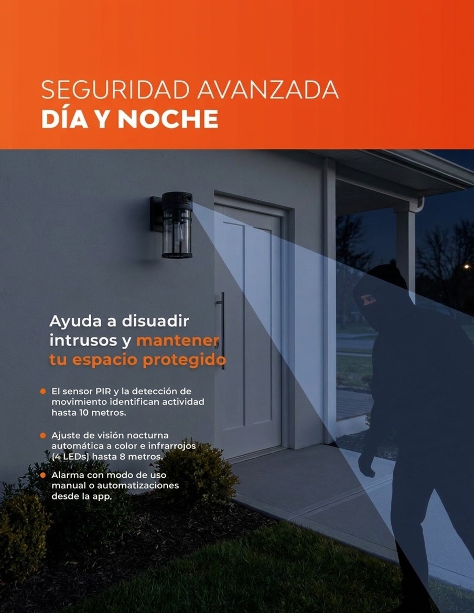 Cámara Wi-Fi de seguridad modelo Light Guard inalámbrica 2K 160°/170° para exterior 3