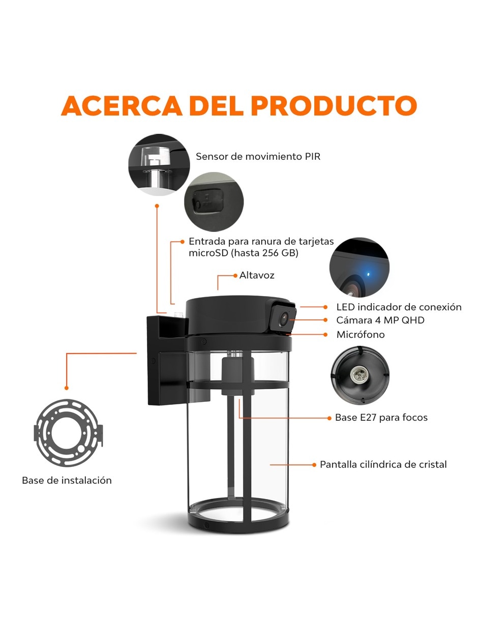 Cámara Wi-Fi de seguridad modelo Light Guard inalámbrica 2K 160°/170° para exterior 4