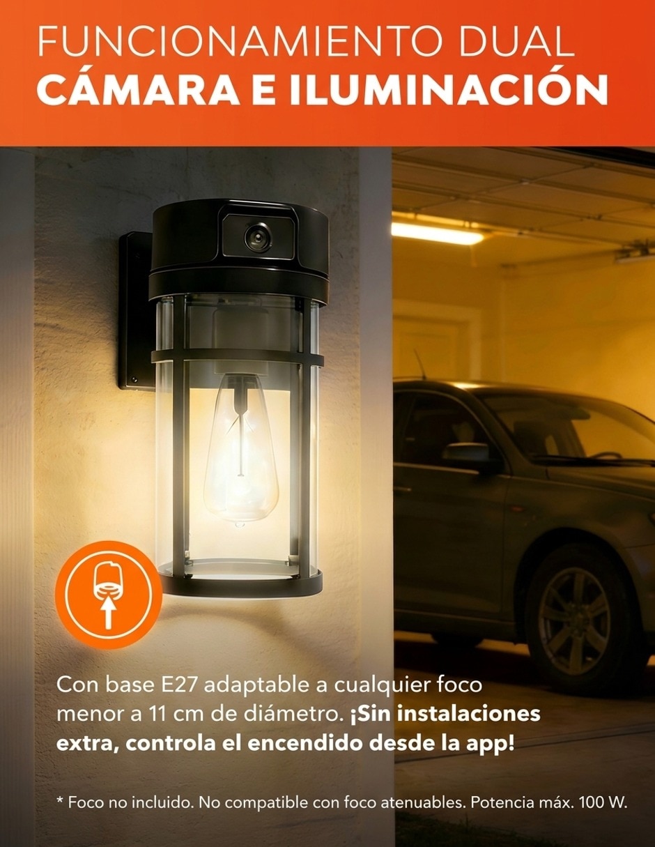 Cámara Wi-Fi de seguridad modelo Light Guard inalámbrica 2K 160°/170° para exterior 5