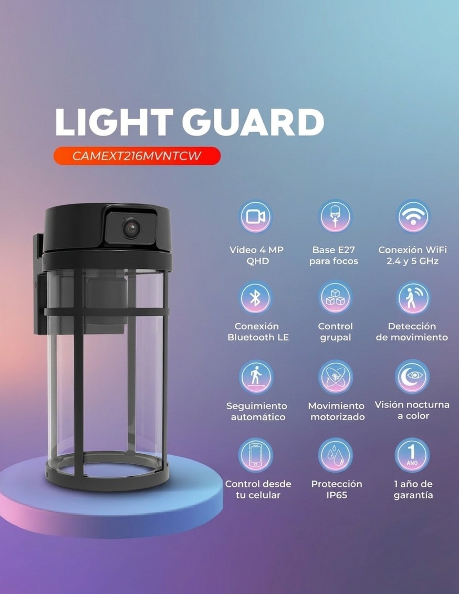 Cámara Wi-Fi de seguridad modelo Light Guard inalámbrica 2K 160°/170° para exterior 6